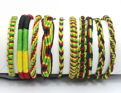 Rasta Color Adjustable Draw String Bracelet - Choose Pattern • $8.99