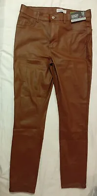 Tan Colour Coated Skinny High Waist Jeans Size 12 Machine Washable. • £8