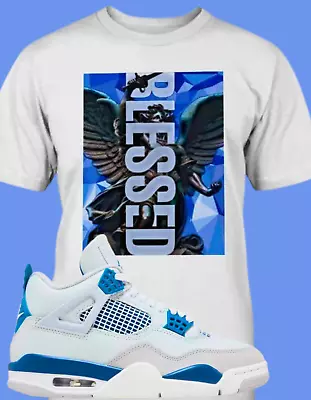 Sneaker Effect Tee Shirt To Match Nike Air Jordan 4 Military Industrial Blue • $29.99