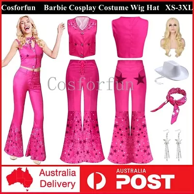 Adults Womens Barbie Margot Robbie Cosplay Costume Dress Wig Hat Party Book Week • $18.99