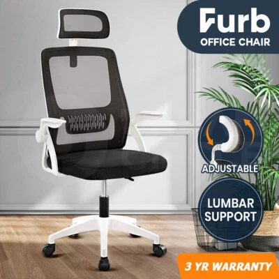 Furb Office Chair Computer Gaming Mesh Executive Chairs Study Seat White Black • $70.95