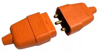 3 Pin 10-Amp In-line Mains Electric Cable Connector Plug Socket Joiner Orange • £6.45