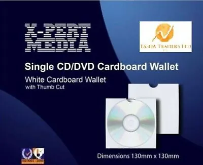 100 Cd Dvd White Card Board Card Thumb Cut Sleeve Wallet Mailer Case Storage Box • £10.95