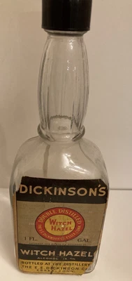 $14.99 • Buy Vintage 1933 Dickinson's Witch Hazel Glass Bottle Barber Apothecary