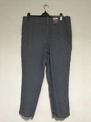 £14.95 • Buy BNWT M&S  Ladies Pull On Peg Leg (navy Mix) Trousers Size 18 L25”