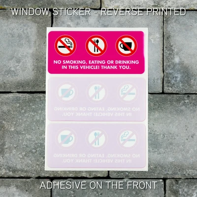 £5.51 • Buy 3 X No Eating Drinking CCTV Fitted Taxi WINDOW Stickers Minicab Cab - UV3403