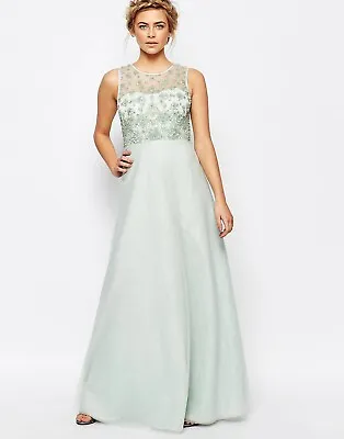 £49.99 • Buy NWOT Coast Justina Embellished Mint Green Maxi Dress Prom Bridesmaid Size 12