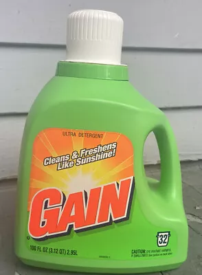 Vintage 90s P&G Gain Laundry Detergent Soap 100 Fl Oz Bottle W/Liquid RARE -Prop • $178