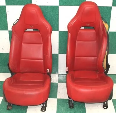 *DMG* 14' C7 Adrenaline Red Leather Memory Dual Power Heated Cool Bucket Seats • $1804.99