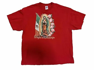 Vintage Y2K Virgen De Guadalupe C&H Graphics Red T-shirt Size XXL 2XL Religious • $14.16