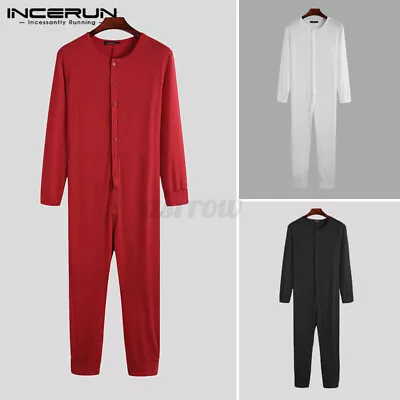 Mens One Piece Jumpsuit Panties Playsuit Pants Long Johns Underwear Bodysuit AU • $27.49