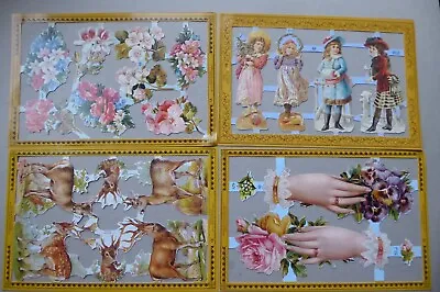 4 Mamelok Scraps  A89 A79 A131 A73  Victorian Decoupage Die Cut Scrap Relief • £4.50