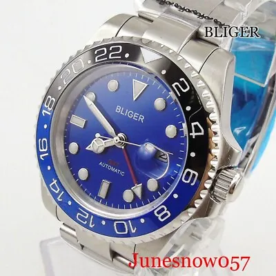 Sapphire Glass BLIGER Brand 40mm Rotating Bezel GMT Function Mental Strap  • £73.53