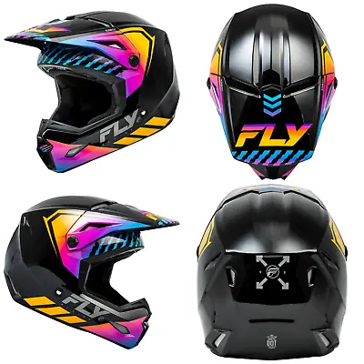 New Fly Racing Kinetic Menace Motorcycle MX ATV Helmet DOT ECE Sunrise Black • $69.85
