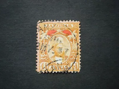 Zanzibar 1896 4½a Orange Missing Serif On 4 SG165a G-FU • $1.55