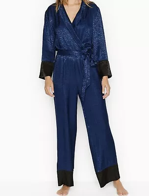 NWT Victoria’s Secret Satin Zebra Jumpsuit  Size : XLarge Retail $149.50 Blue • £48.18