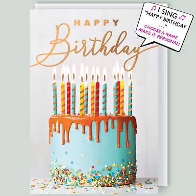 Cake & Candles Musical Birthday Card Singing Happy Birthday To You Bethany • £6.99