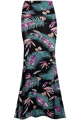 £5.49 • Buy Womens Ladies Plain Stretchy Flared Franki Gypsy Long Maxi Skirt Plus Size 8-22