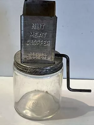 Antique 1950's Nut Meat Chopper Vintage Metal Food Grater With Glass Jar • $5.99