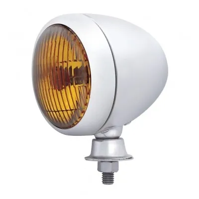 4 3/4  Teardrop Chrome Housing Spot Light Lamp Fog Light Lamp Glass Amber Lens • $64.58