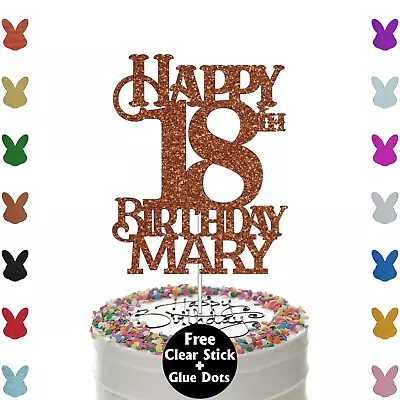 Personalised Happy 18th Birthday Glitter Cake Topper Any Name Any Age 21 30 40 • £0.99