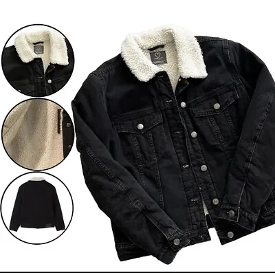 ExBrand Ladies Sherpa Fleece Fur Lined Denim Jacket Collar Cotton • £11.94