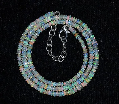 AAA+ Natural Ethiopian Opal Welo Fire Opal Gemstone Faceted Beads 16 Necklace • $25.50