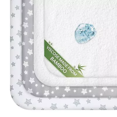 Mini Crib Sheets&Waterproof Bamboo Pack N Play Mattress Protectors 4 Pack Set • $31.99