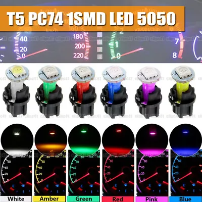 10× T5 Car Interior Instrument Panel Cluster LED Dash Light Bulb+Twist Socket • $8.25