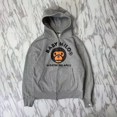 A BATHING APE  Hoodie Parka BABY MILO Zipup Size L  Gray Free Shipping • $205.71