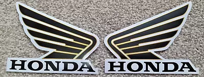 HONDA Black & Gold Wing PAIR Fuel Tank Wing Decal Vinyl Graphics  • £4.99