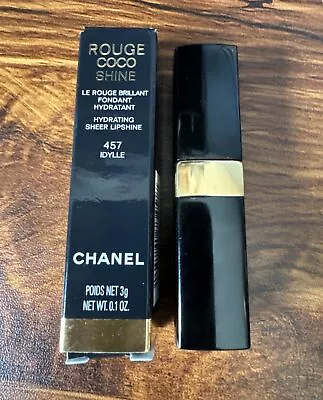 Chanel Rouge Coco Shine 457 Coral Orange Lipstick Discont. RARE BNIB • £32