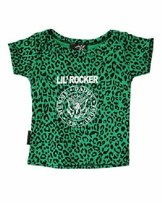 Darkside Clothing 12-18 Month LIL ROCKER  Green Leopard 100% Cotton T-shirt BNWT • £6.50