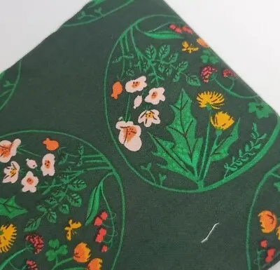 Heather Ross Fabric OG Tiger Lily Cotton Floral Wreath Green FAT QUARTER NEW • $8.49