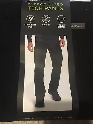Eddie Bauer Men's Secure Side Pocket Fleece-Lined Tech Pants - NEW 30 X 30 • $29.49
