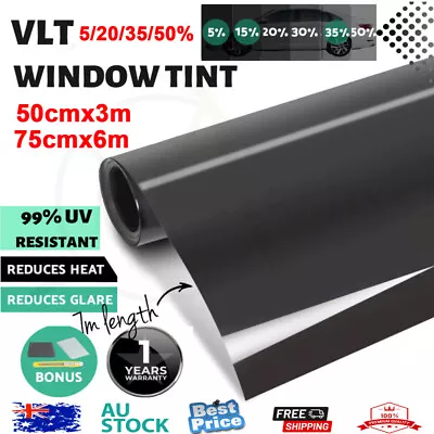 6m Car Window Tint Film Kit Tinting Super Dark Limo 5/20/35/50% Vlt Balck Roll • $13.99
