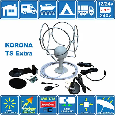 £46.12 • Buy KORONA EXTRA TV FM Digital Active Omnidirectional Aerial Motorhome Boat Truck 