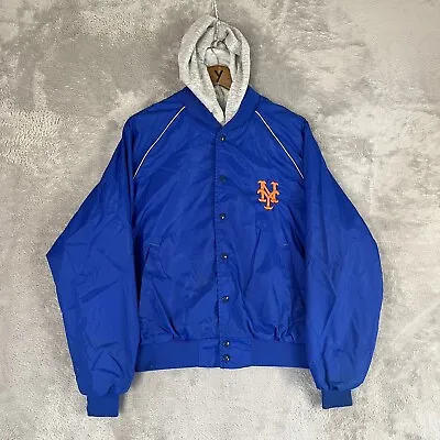 Vintage 90s New York Mets Hooded Swingster Jacket - Mens Size Large - Blue • $59.99