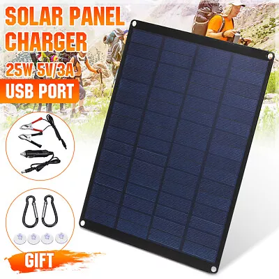25W Solar Panel Kit 18V Trickle Charger Battery Charger Maintainer Boat RV Car • $18.99