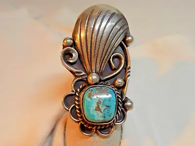 Sterling Silver Native Navajo Turquoise Vintage Ornate Ring Size 7 So Beautiful • $53