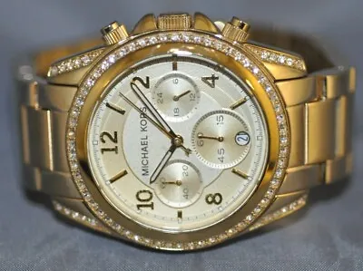 Michael Kors Blair Glitz Chronograph Gold Dial Gold Stainless Steel Watch MK5166 • $45.36