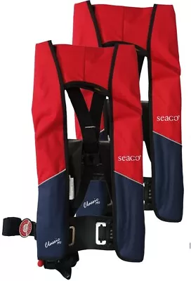 2x Seago Classic 190N Adult Lifejacket Automatic With Harness And Storage Bag • £115.90