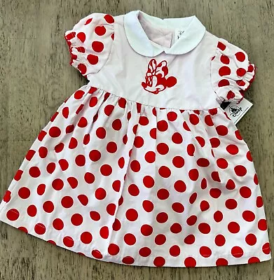 New DISNEY Baby Minnie Mouse Pink Red & White Dot Infant 6-9 Months 2 PC Dress • $26