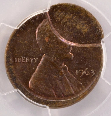 $162 • Buy 1963 1c Lincoln Cent Broadstruck & 12% Brockage PCGS MS63 BN