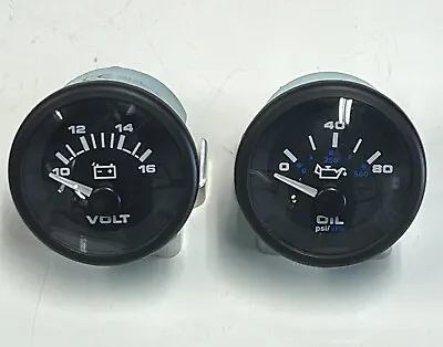 Teleflex Vee Three Black Boat~marine 2 Gauge Set~80 Psi Oil & Volt Gauges • $39.99