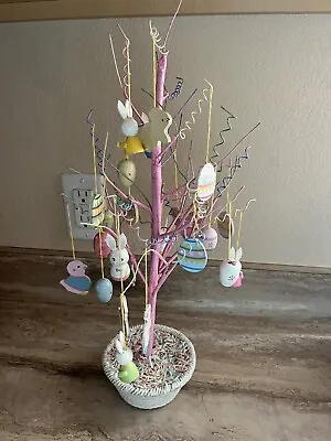 VINTAGE EASTER JUBILEE EASTER EGG TREE ADJUSTABLE BRANCHES With ORNAMENTS In Box • $5