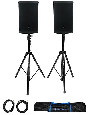 (2) JBL EON715 15  1300w Powered Active DJ PA Speakers W/Bluetooth/DSP+Stands • $1056