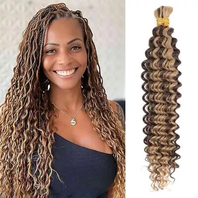 Deep Wave Bulk Human Hair For Braiding Highlight Micro Braiding Hair For Boho... • $87.70