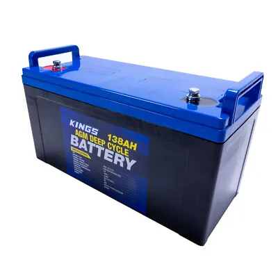 Kings 138Ah AGM Deep Cycle Battery 12V Recharging Marine Sealed Portable Solar • $249