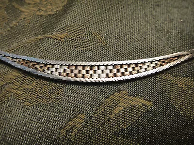 Vintage Sterling Silver Two Tone Woven Chain Bracelet 7.25   Italy 925 SS • $24